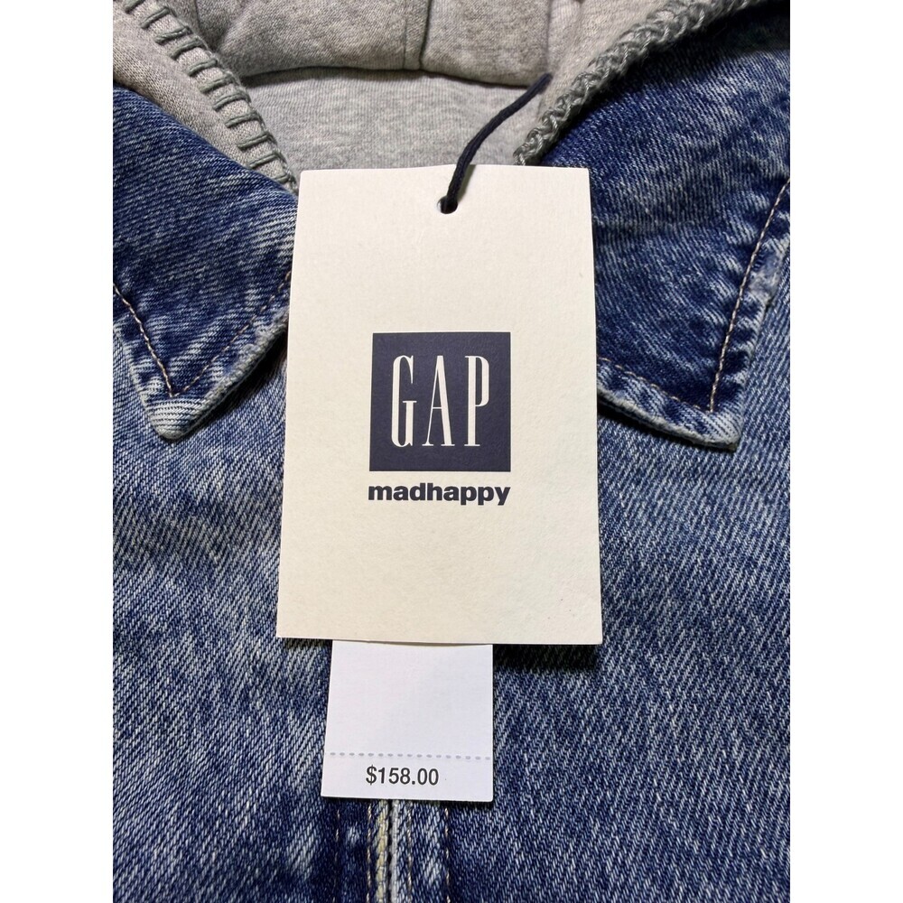 Gap X MadHappy Denim Jacket Men's Medium Blue Full-Zip Hooded Long Sleeve Collar - Picture 6 of 12